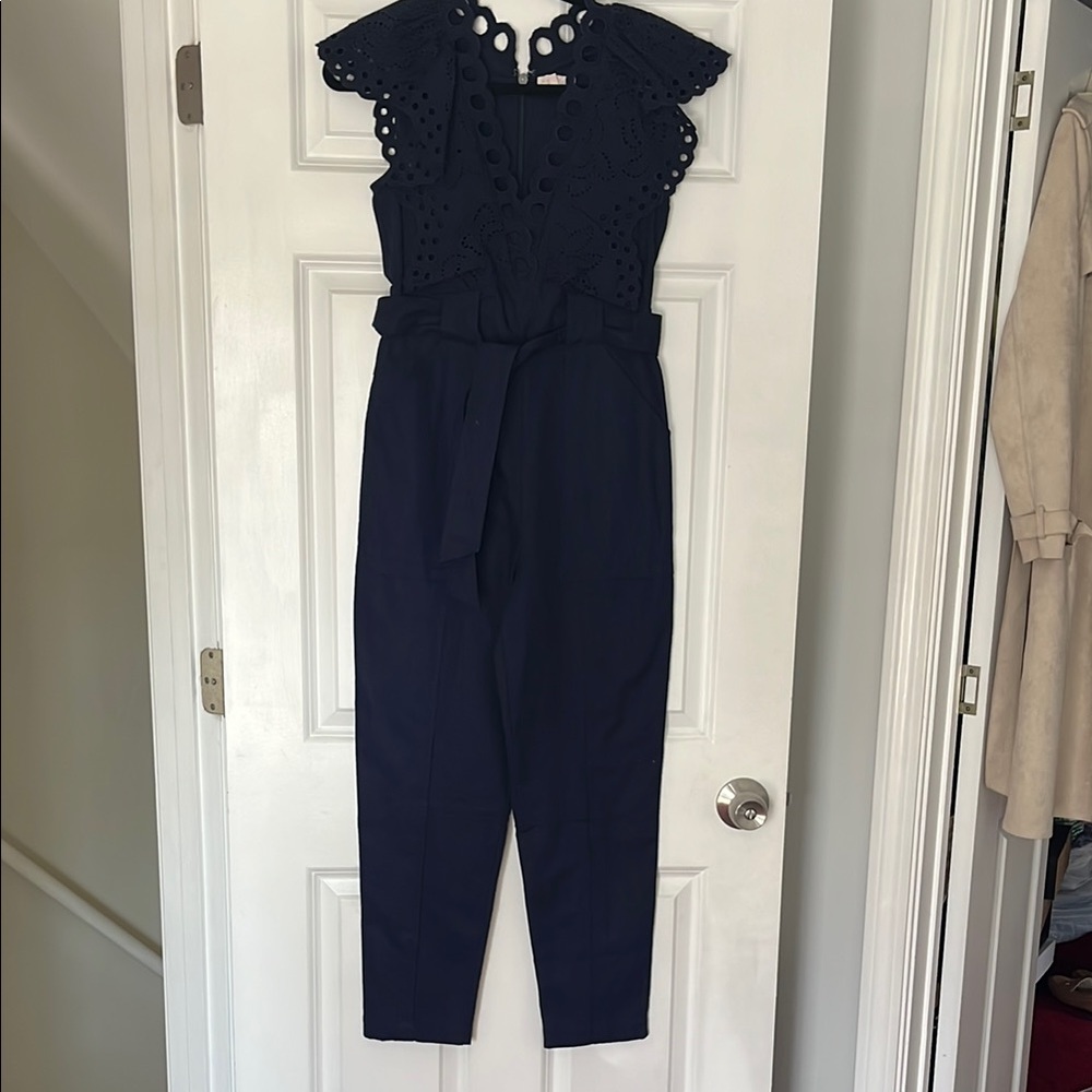 Rebecca Taylor Navy Eyelet Jumpsuit